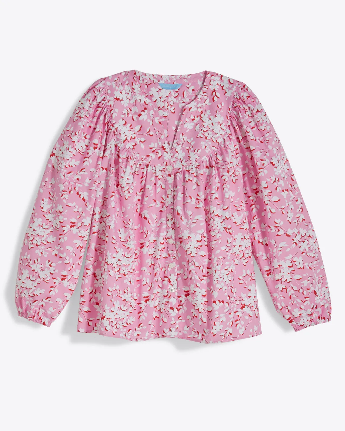 Button-Front Top in Pink Shadow Floral sold by Draper James product image thumbnail 2