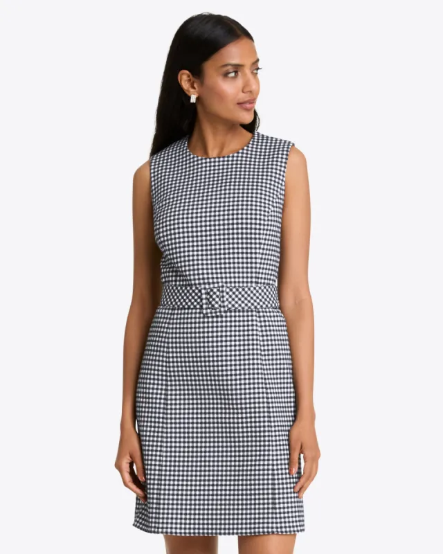 Sadie Belted Shift Dress in Textured Gingham made by Draper James