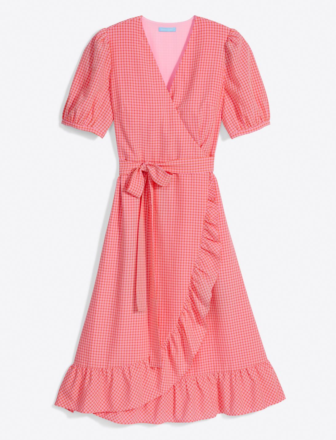 Reba Flutter Wrap Dress in Gingham Seersucker sold by Draper James product image thumbnail 2