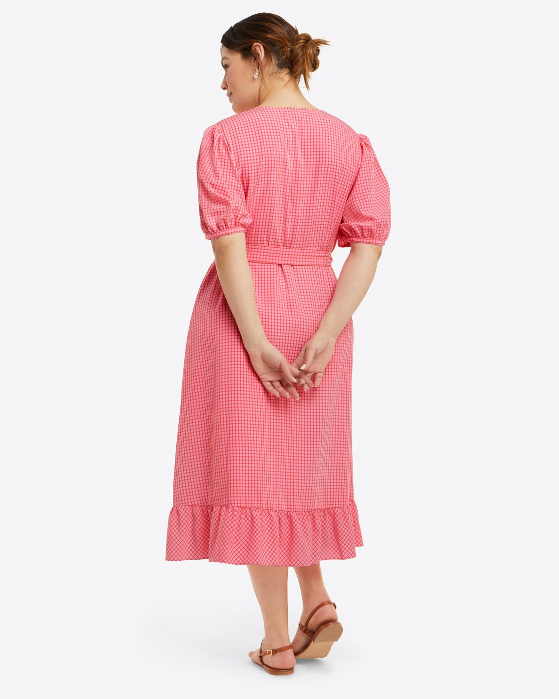 Reba Flutter Wrap Dress in Gingham Seersucker sold by Draper James product image thumbnail 7