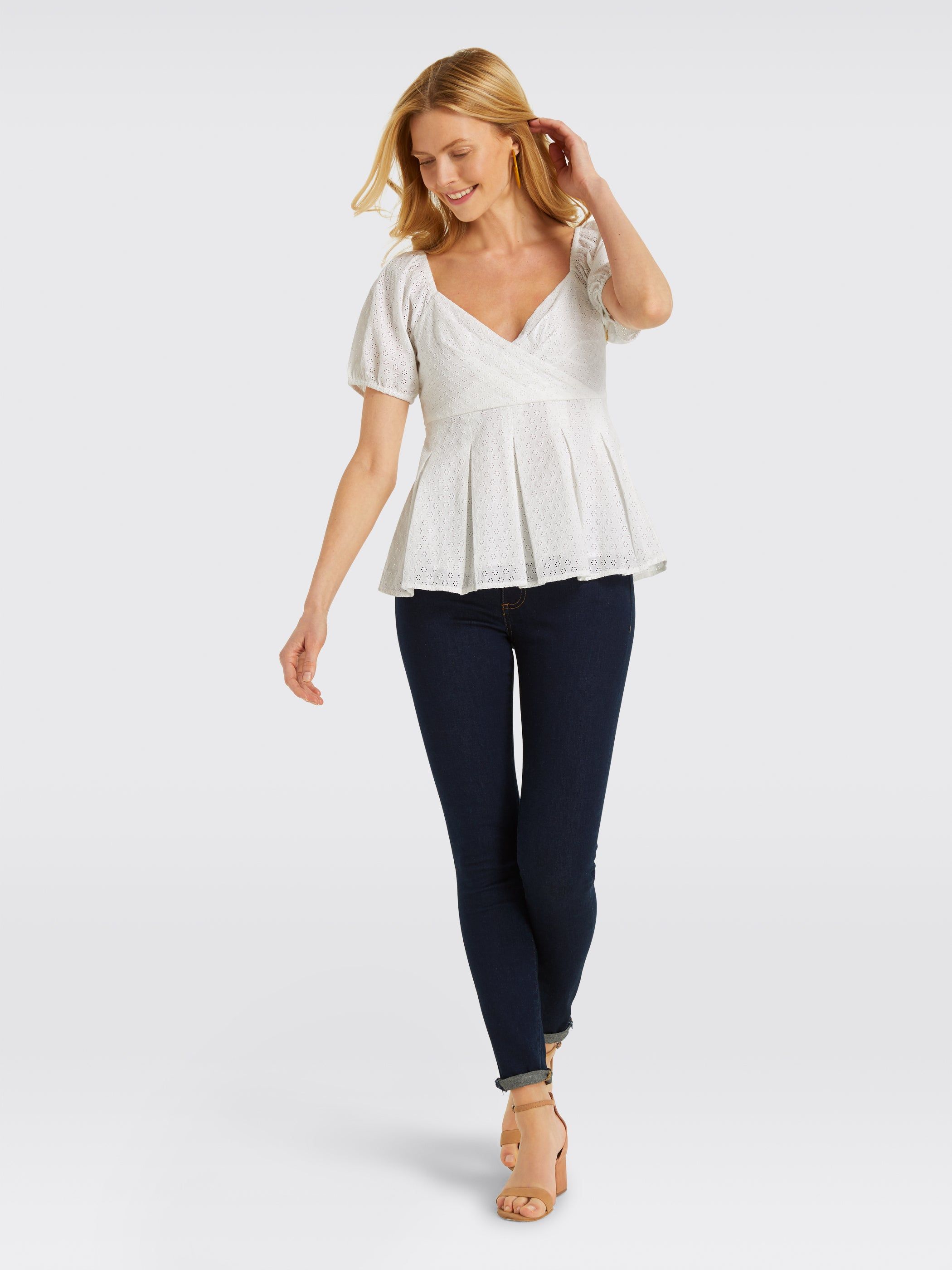 Eyelet Peplum Top sold by Draper James product image thumbnail 4
