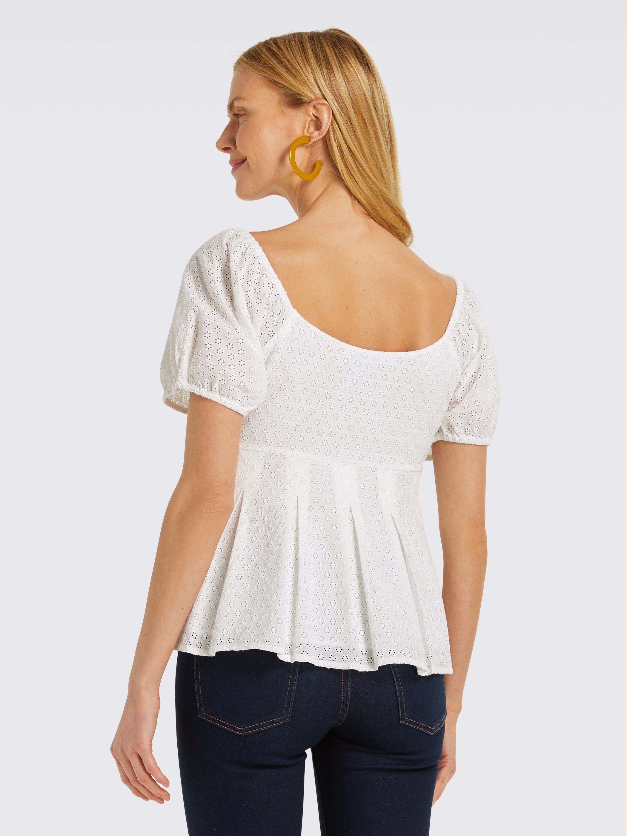 Eyelet Peplum Top sold by Draper James product image thumbnail 3