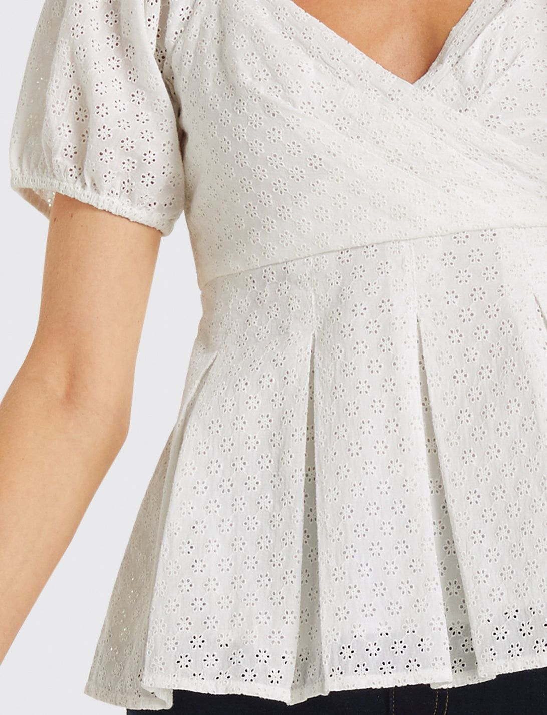 Eyelet Peplum Top sold by Draper James product image thumbnail 6