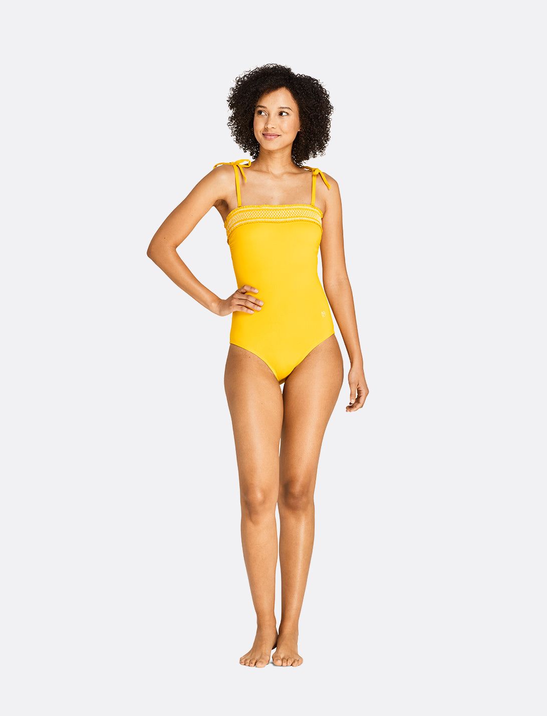 Draper James x Lands End Smocked Tie Shoulder One Piece sold by Draper James