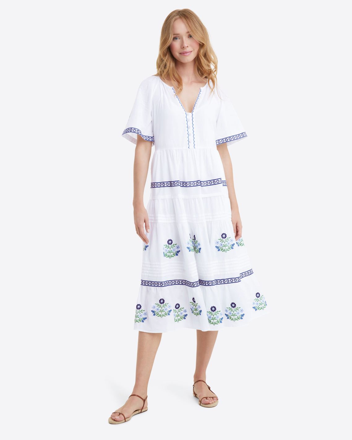 Carlene Midi Dress in Floral Embroidery sold by Draper James