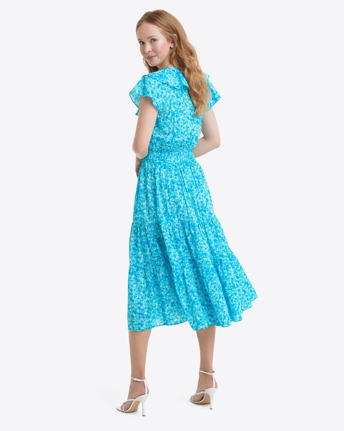 Marie Midi Dress in Blue Aster Floral sold by Draper James product image thumbnail 3