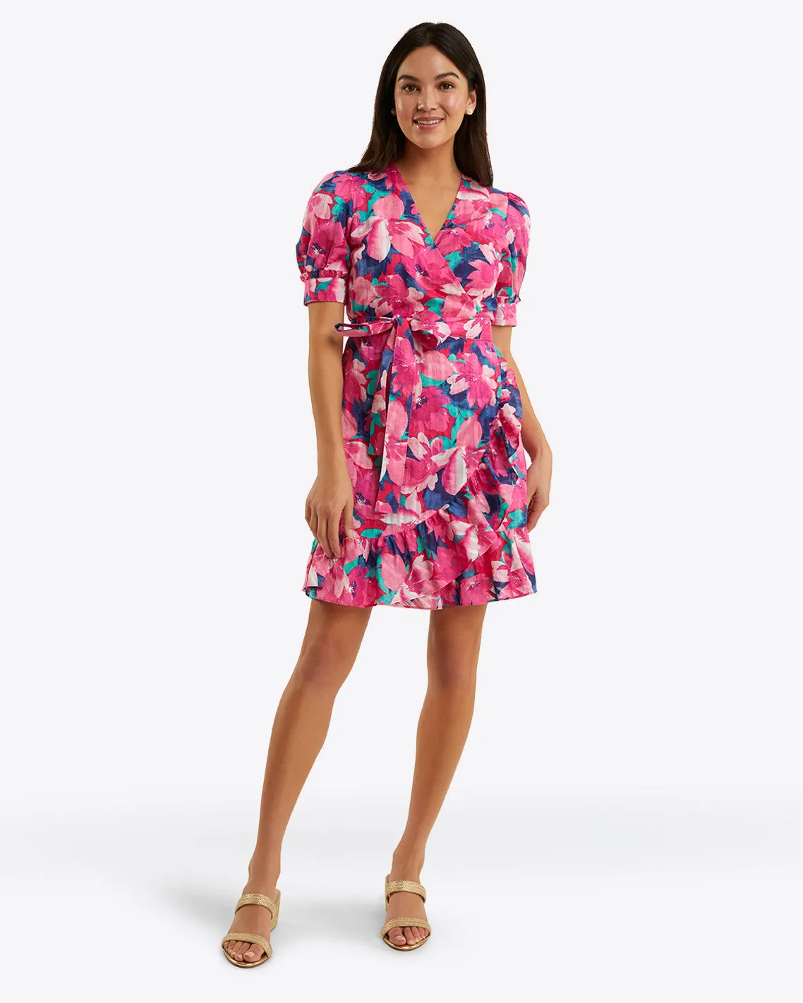 Reba Wrap Dress in Shadow Stripe sold by Draper James product image thumbnail 3