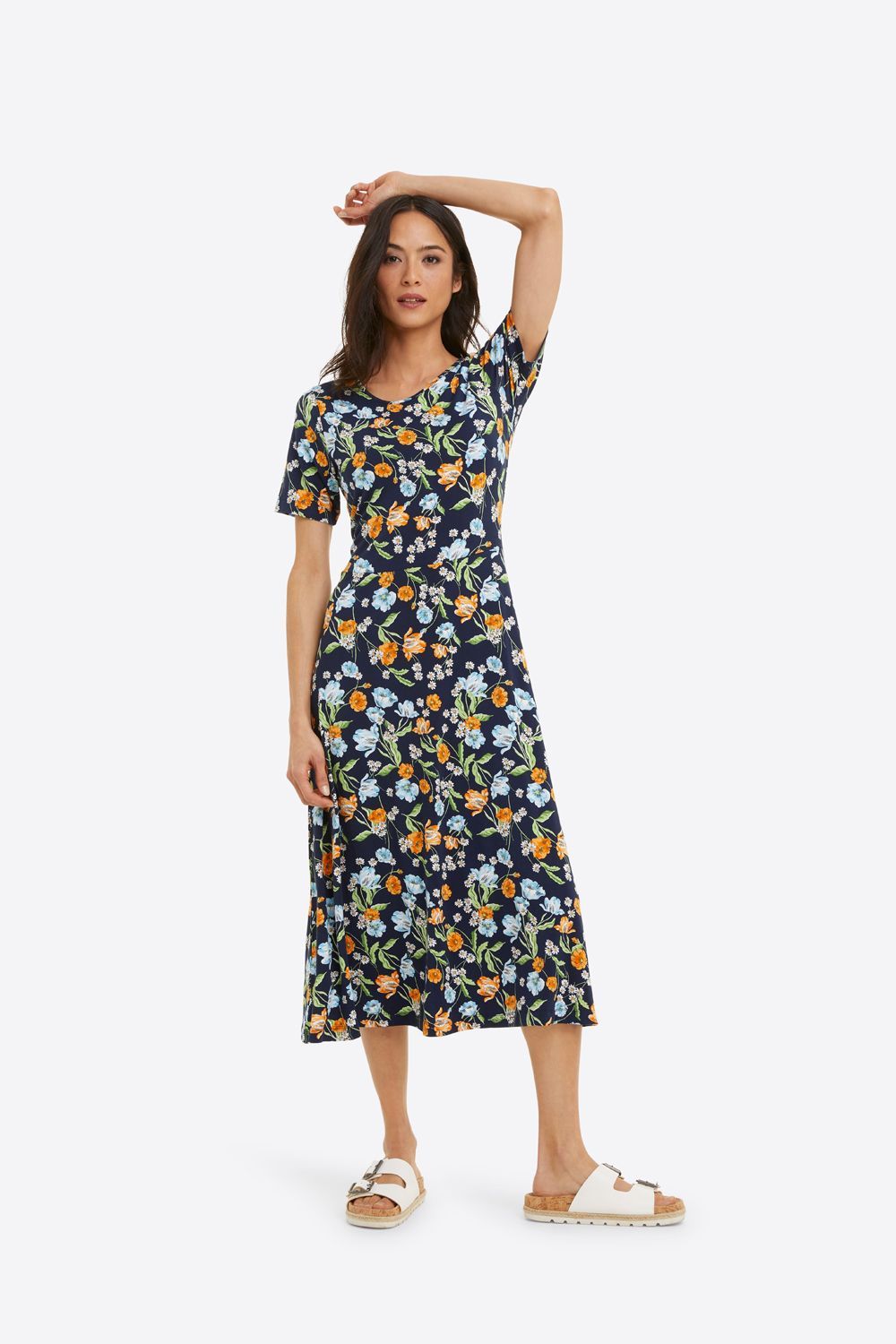 Tammy T-Shirt Dress in Spring Blooms sold by Draper James