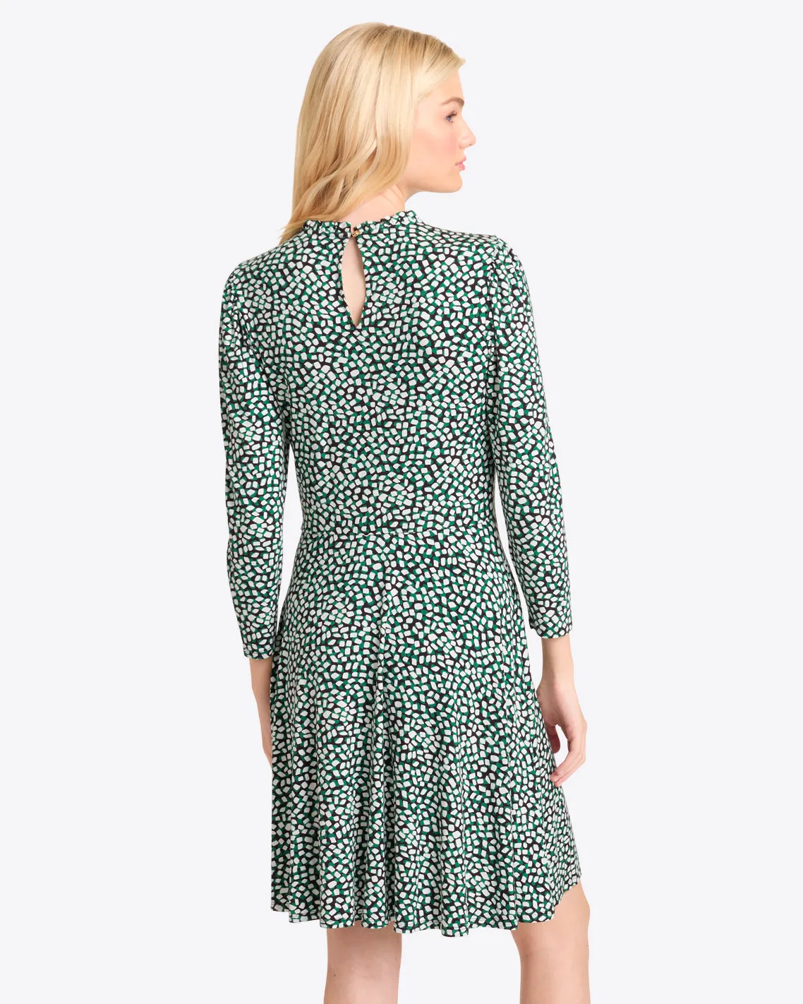 Julia Mini Dress in Green Square Dot sold by Draper James product image thumbnail 3