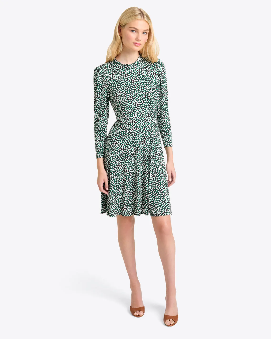 Julia Mini Dress in Green Square Dot sold by Draper James product image thumbnail 4