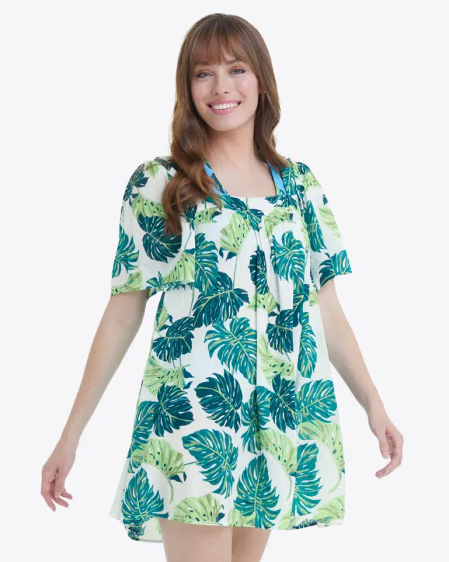 Square Neck Dress in Monstera Floral sold by Draper James