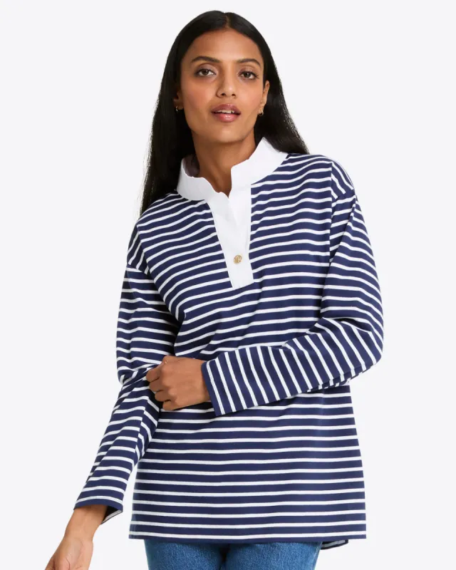 Gillian Long Sleeve Top in Navy Mariner Stripe sold by Draper James