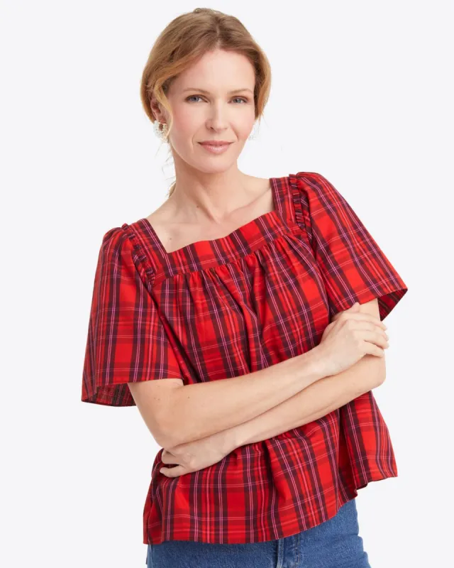 Maren Bow Back Top in Elle Plaid sold by Draper James
