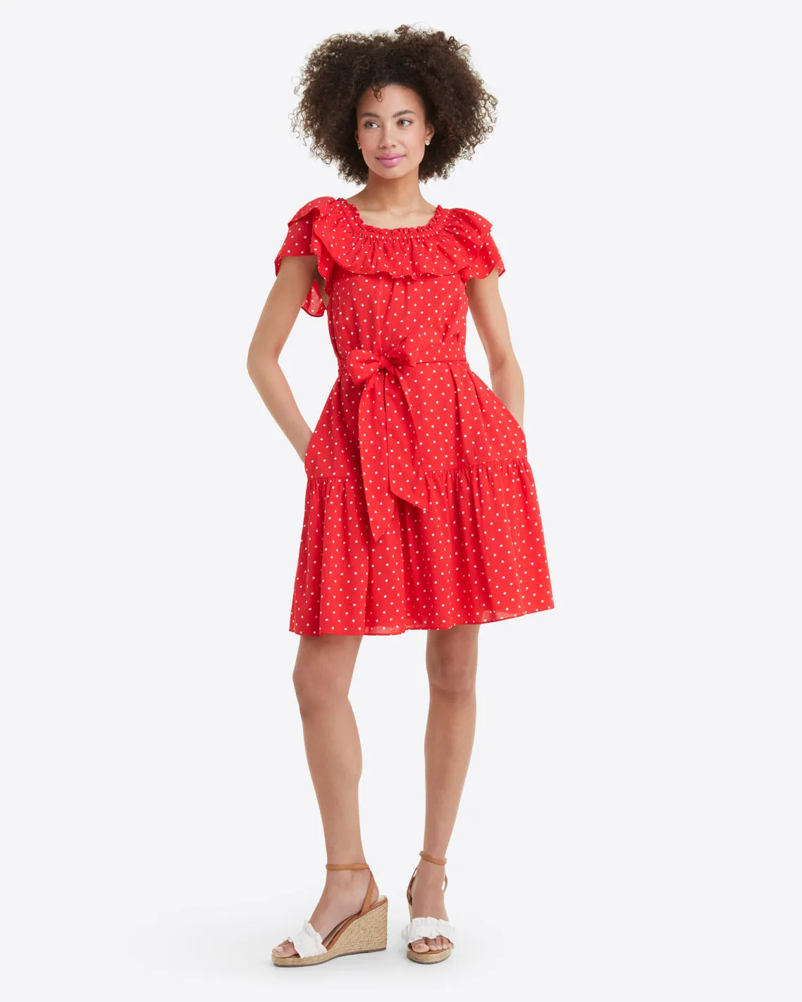Sawyer Dress in Red Polka Dot sold by Draper James product image thumbnail 4