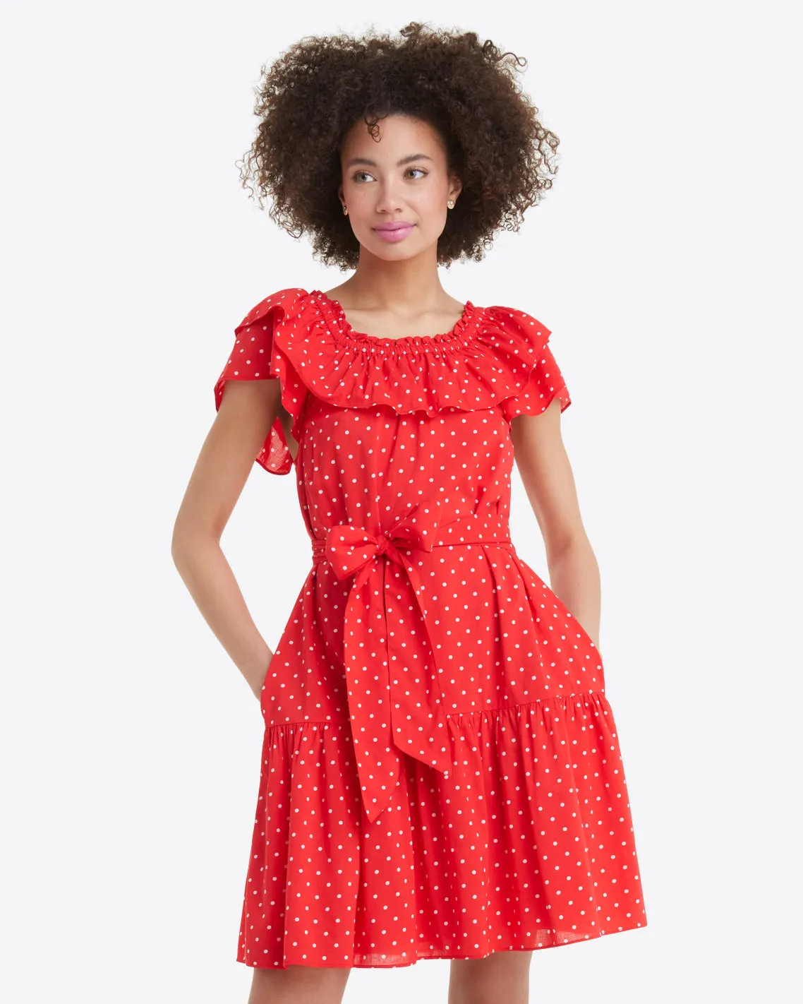Sawyer Dress in Red Polka Dot sold by Draper James