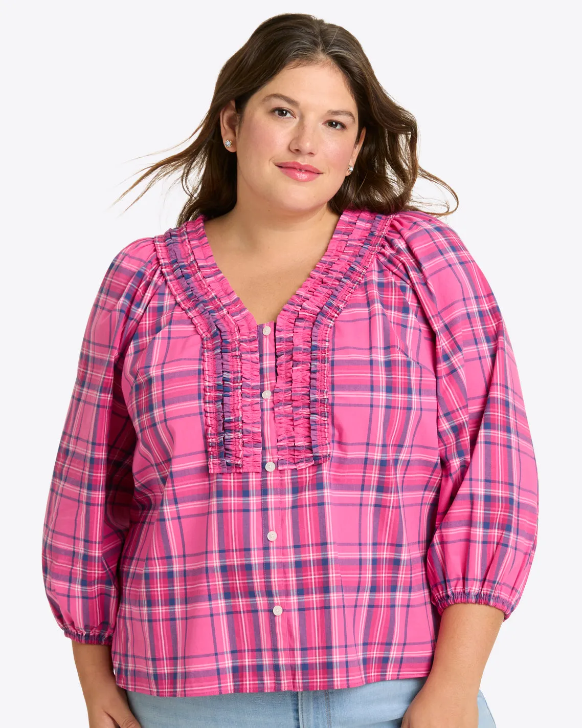Aubrie Top in Pink Angie Plaid sold by Draper James product image thumbnail 3