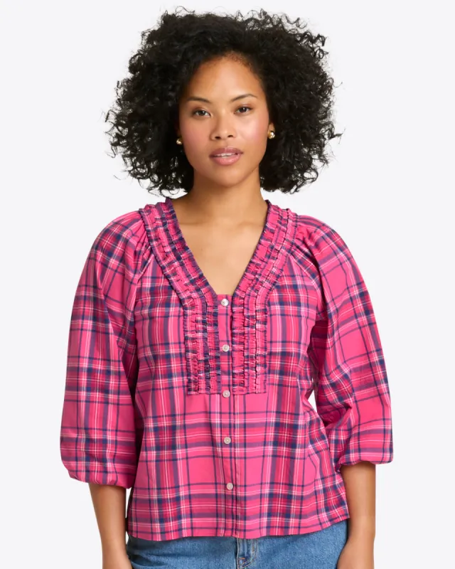 Aubrie Top in Pink Angie Plaid sold by Draper James