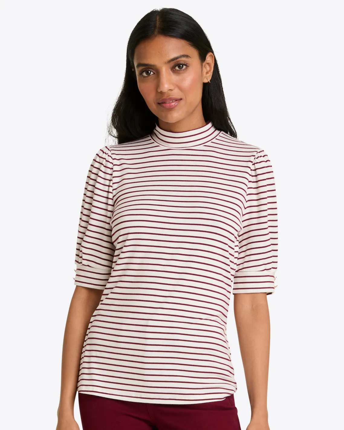 Mock Neck Puff Sleeve Top sold by Draper James