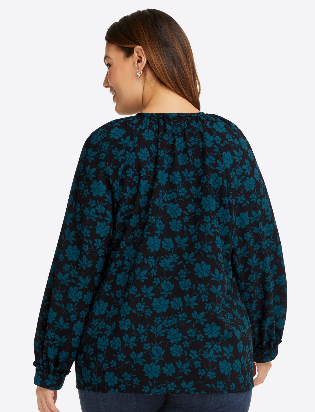 Tie Neck Top in Emerald Magnolia sold by Draper James product image thumbnail 5