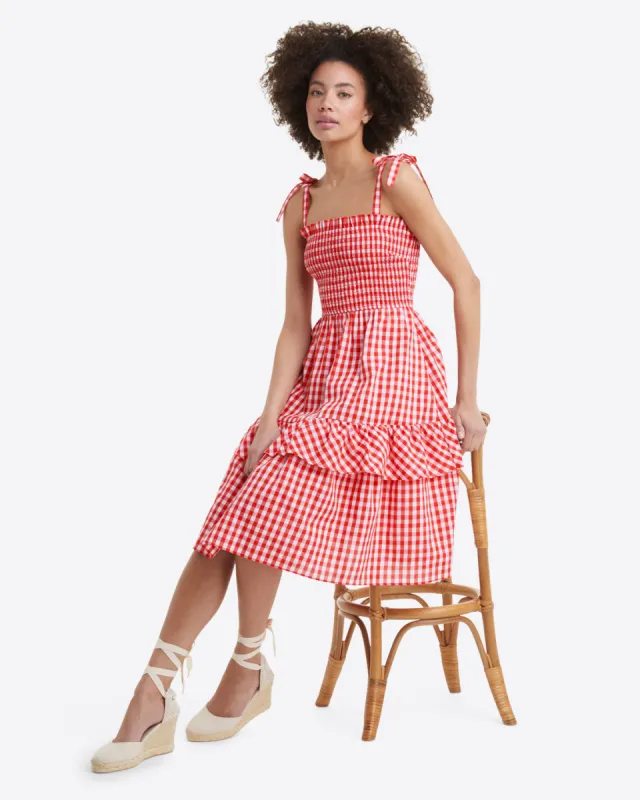 Taylor Dress in Poppy Red Gingham sold by Draper James