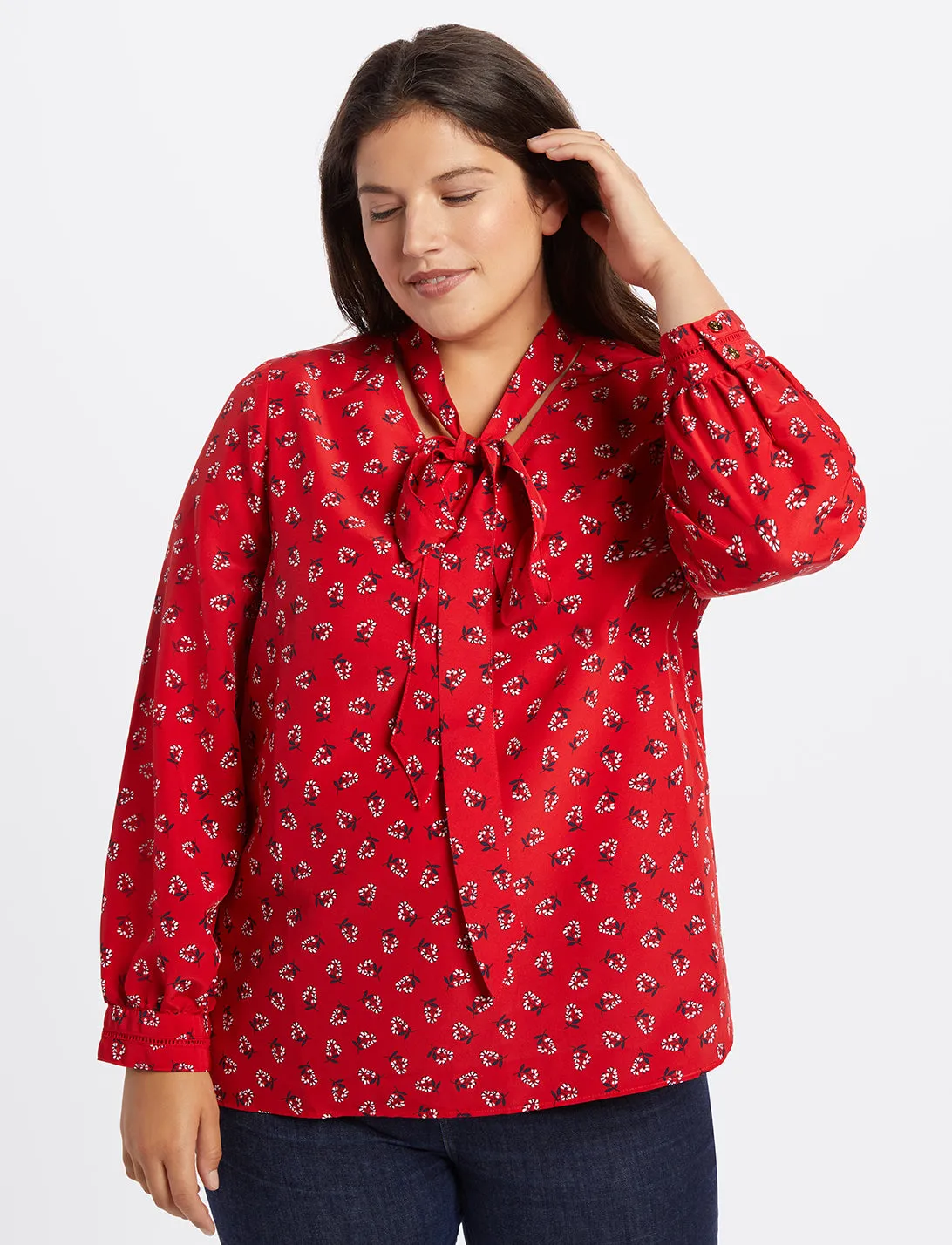 Floral Tie Neck Blouse sold by Draper James product image thumbnail 2