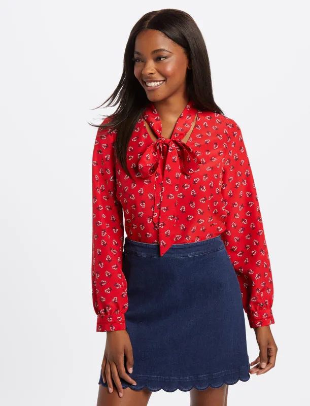 Floral Tie Neck Blouse sold by Draper James