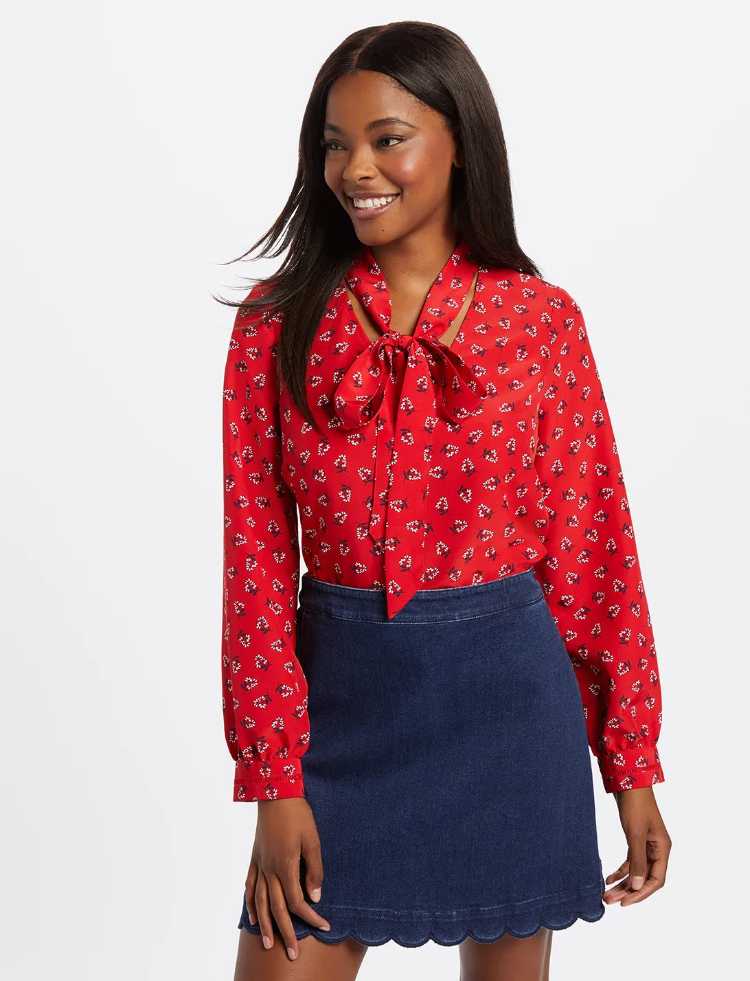 Floral Tie Neck Blouse sold by Draper James