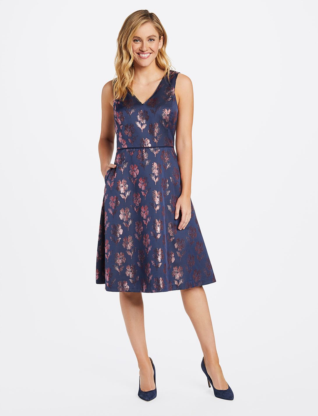 Collection V-Neck Floral Jacquard Dress sold by Draper James product image thumbnail 2
