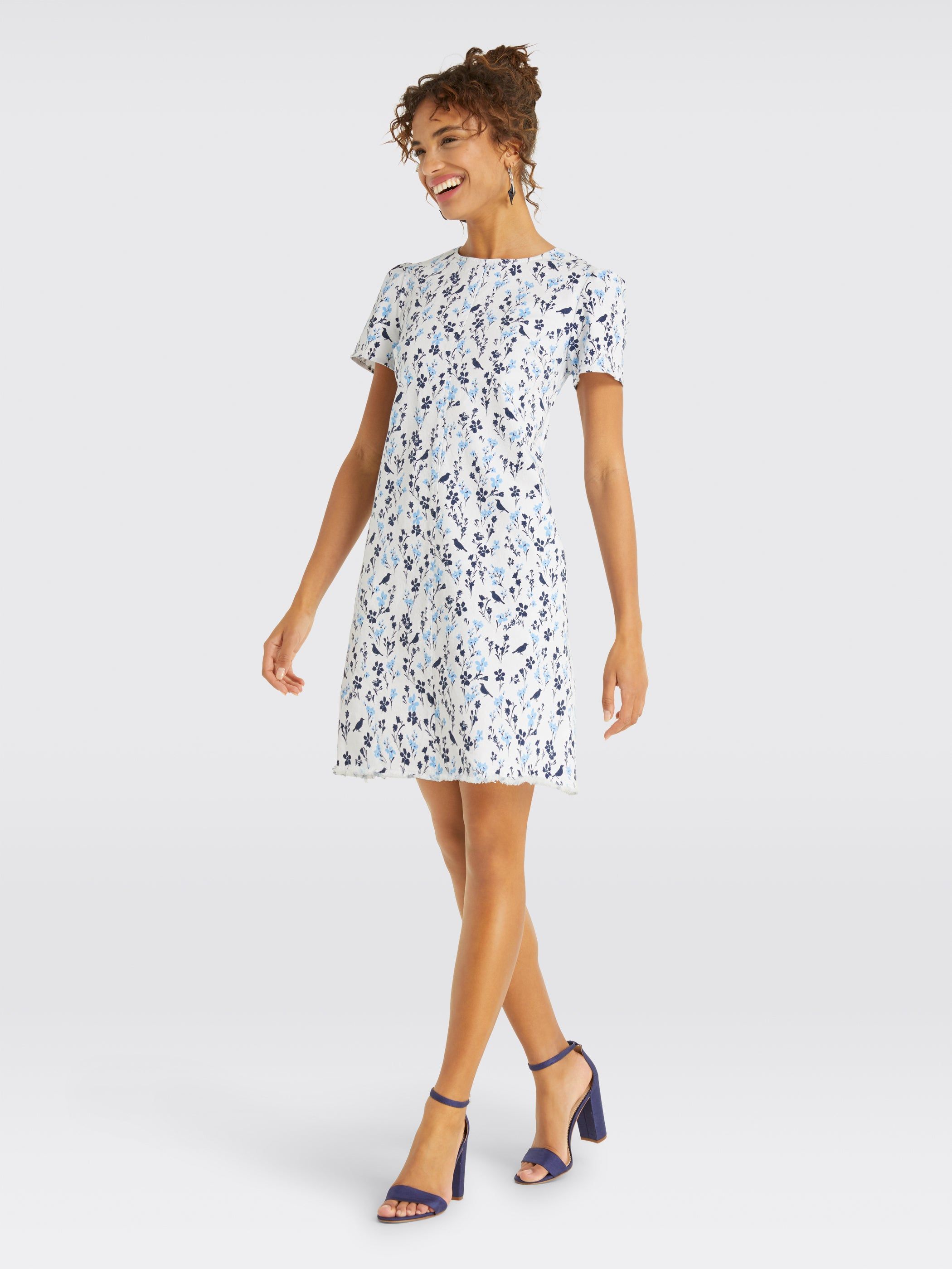 Printed Denim Shift Dress sold by Draper James