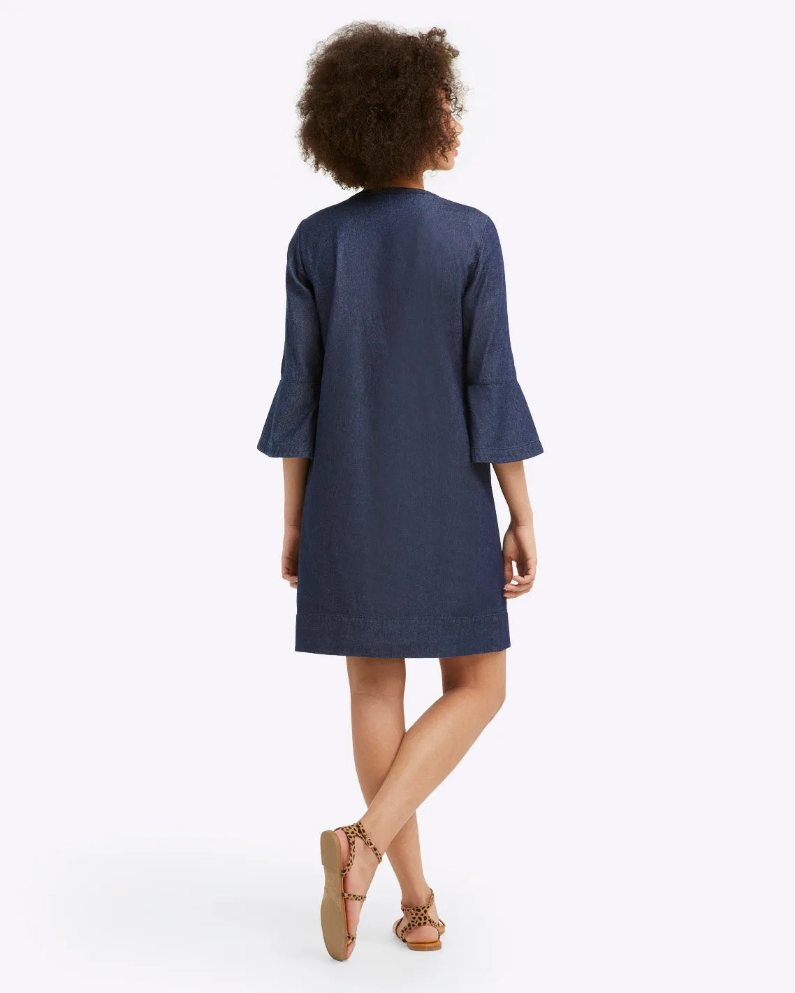 Chambray Ruffle Shift Dress sold by Draper James product image thumbnail 2