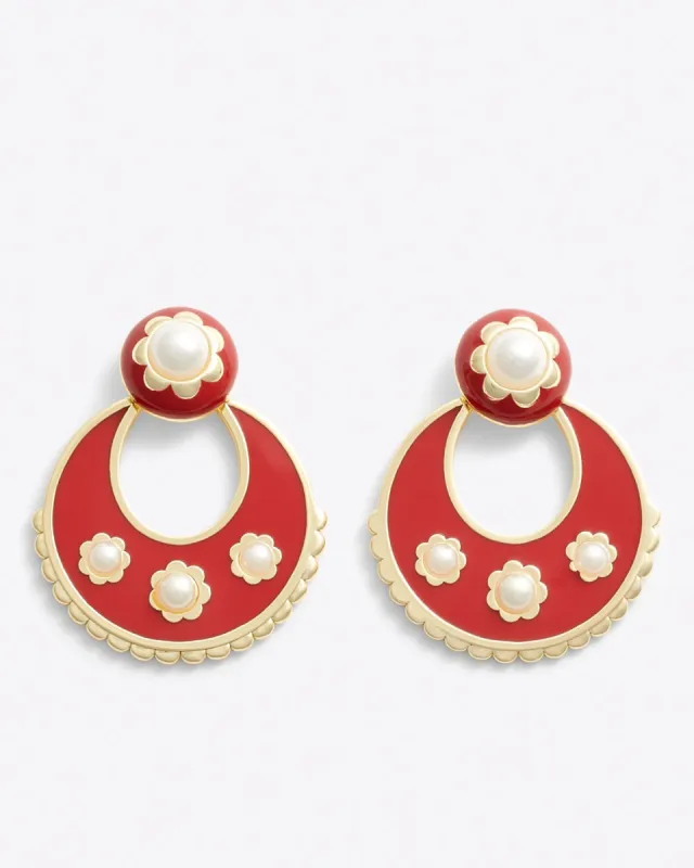 Enamel and Pearl Doorknocker Earrings sold by Draper James