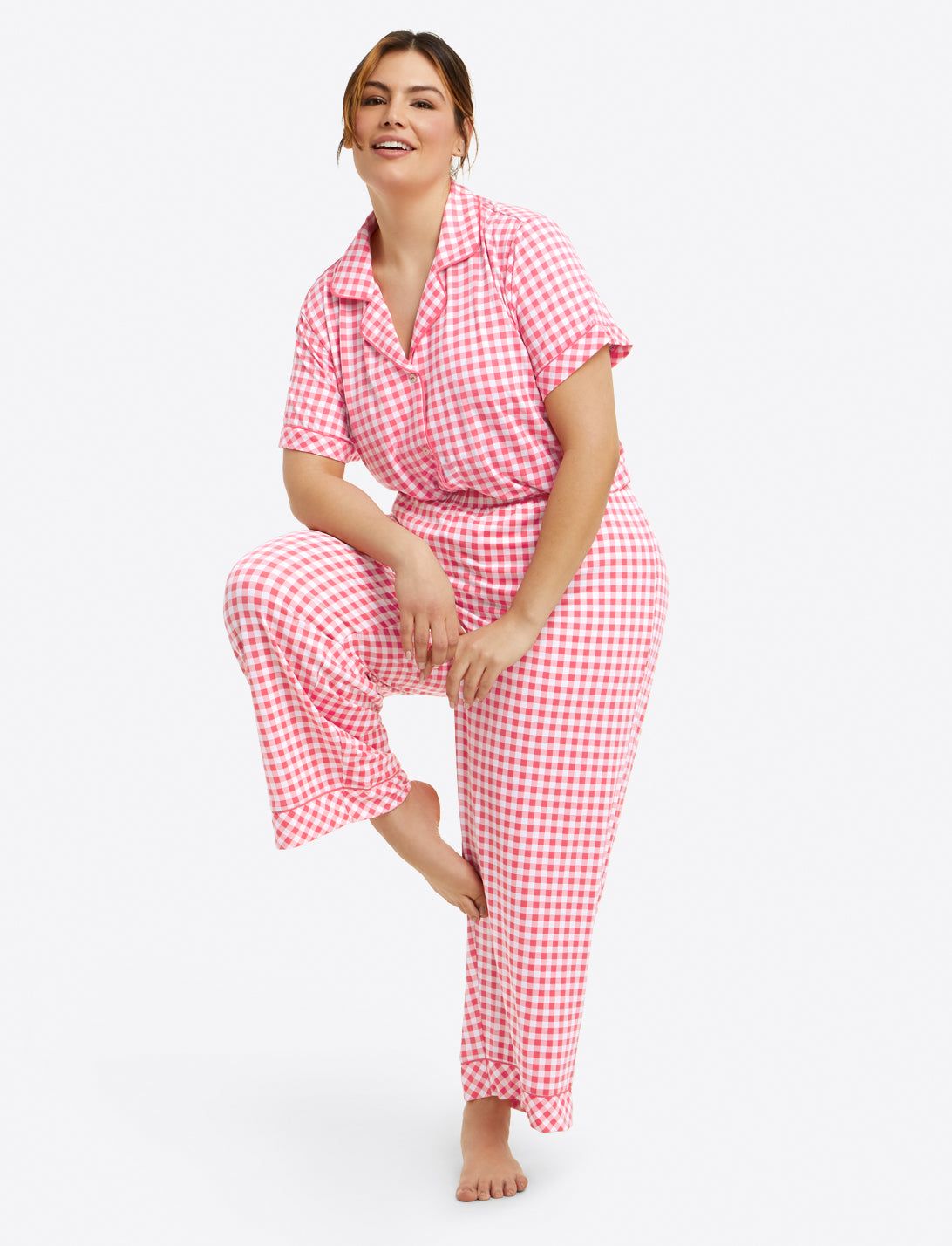 Linda PJ Set in Raspberry Gingham sold by Draper James