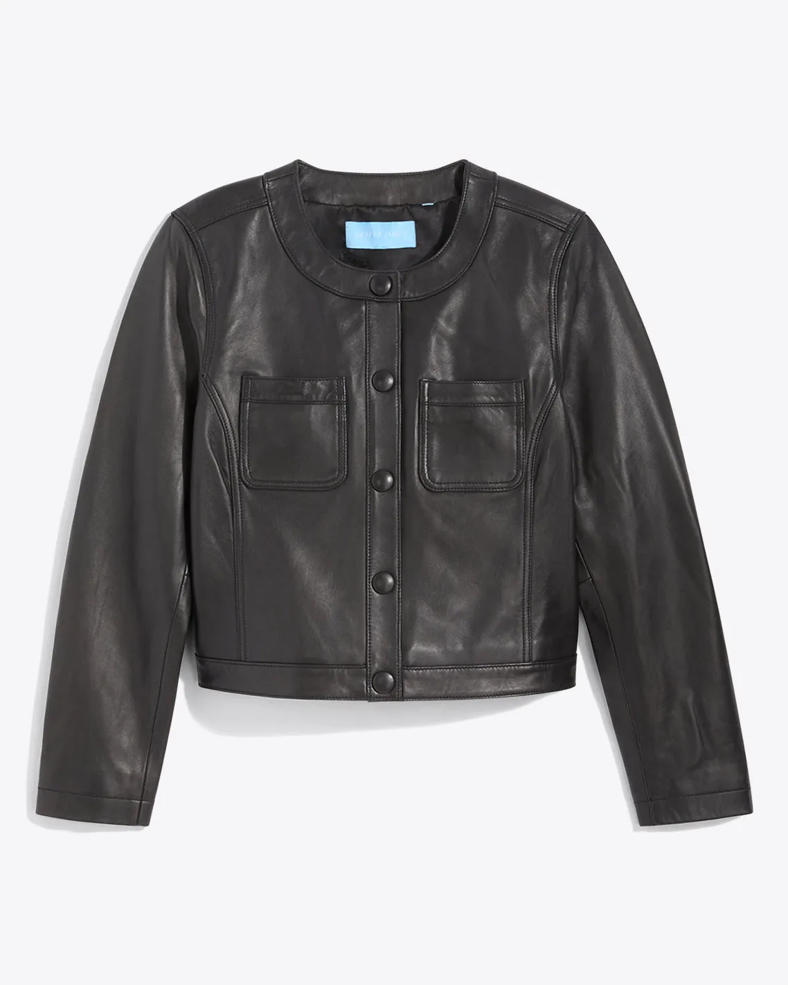 Leather Collarless Jacket sold by Draper James product image thumbnail 3