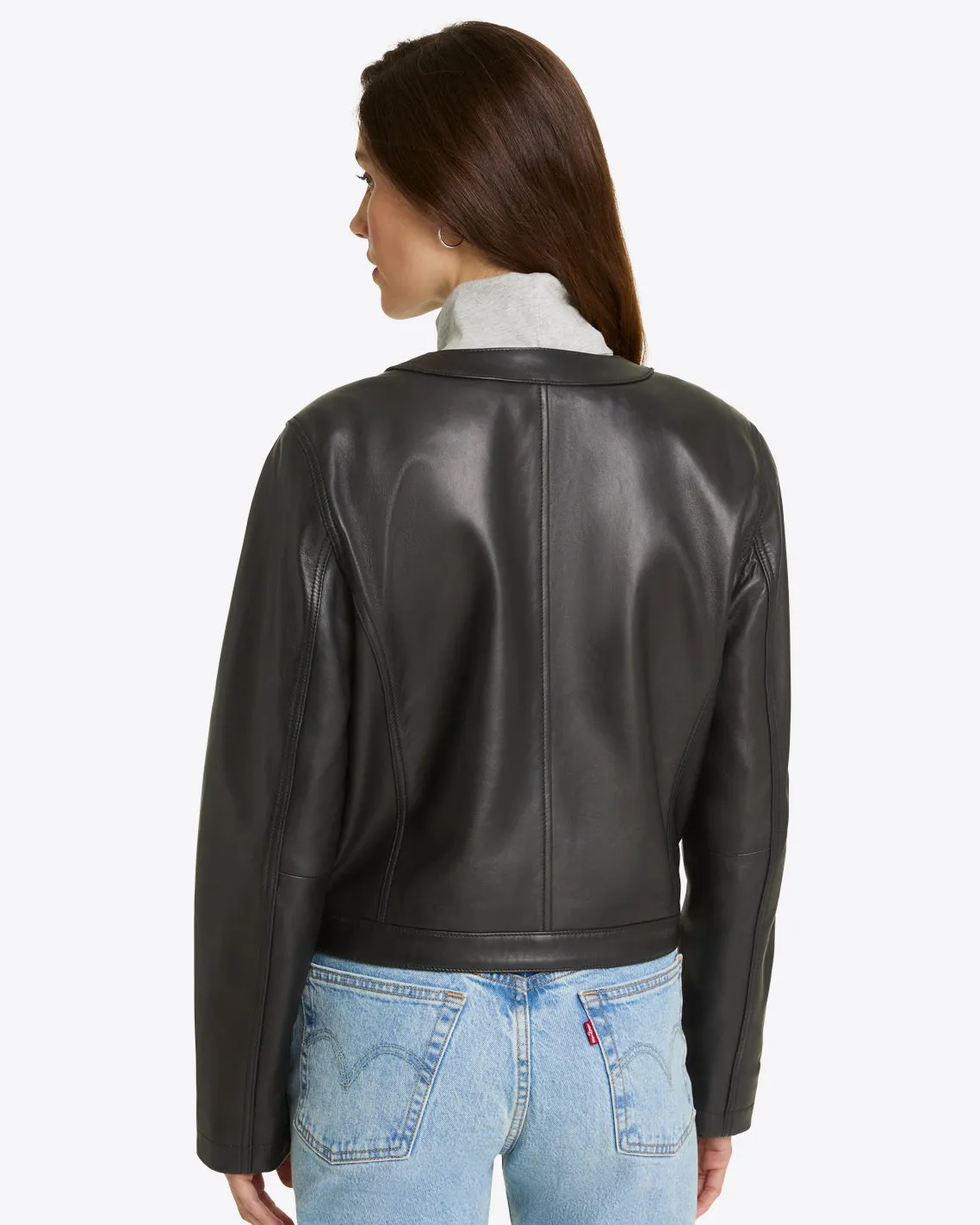 Leather Collarless Jacket sold by Draper James product image thumbnail 2
