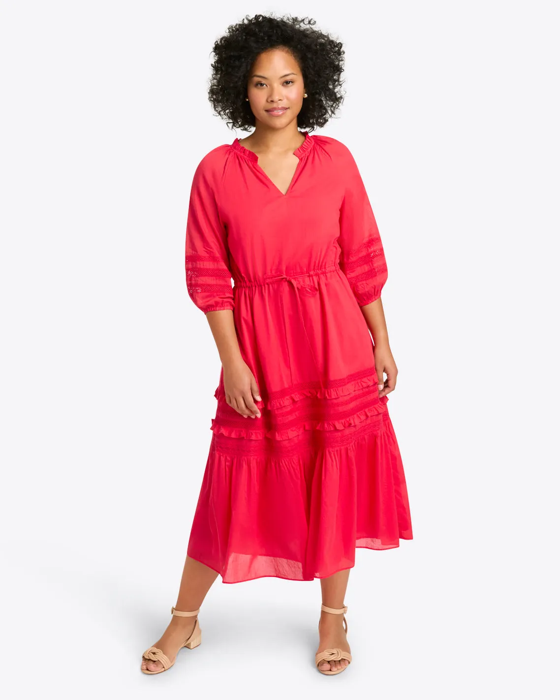 Martina Midi Dress in Embroidered Stripe sold by Draper James product image thumbnail 4