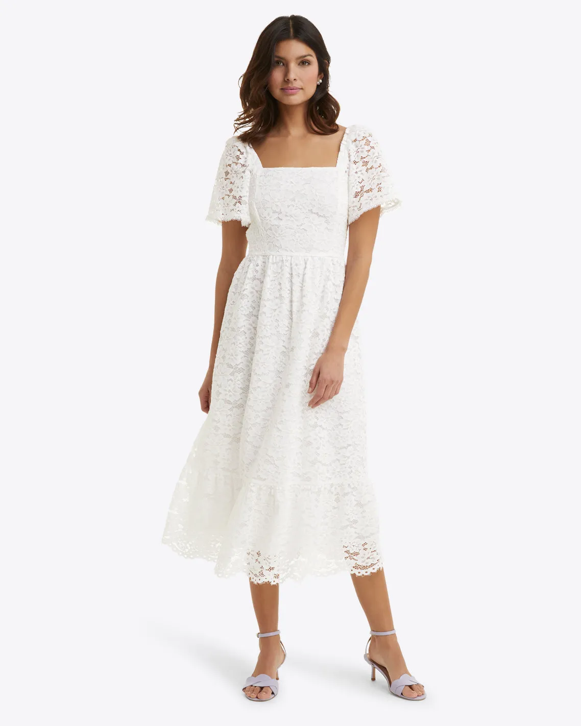 Short Sleeve Carrie Midi Dress in Lace sold by Draper James product image thumbnail 3