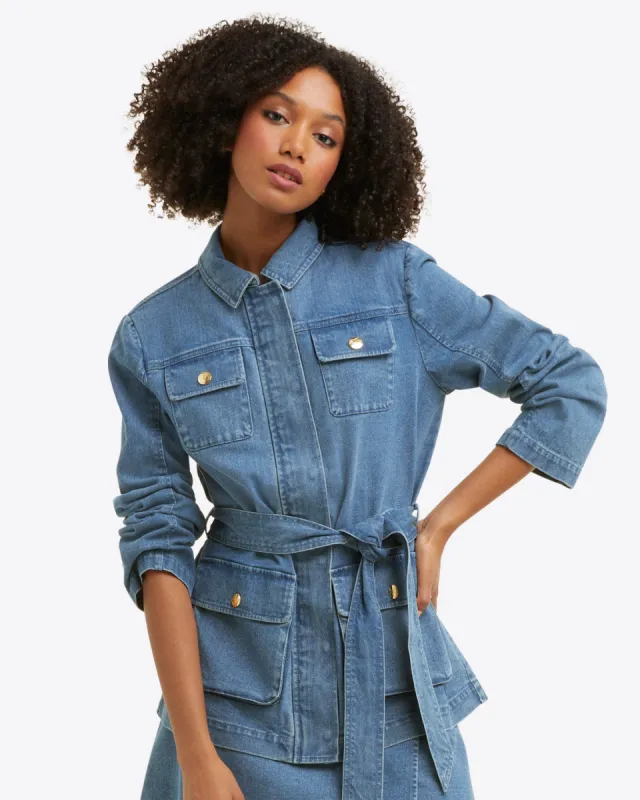 Field Jacket in Medium Wash Denim sold by Draper James