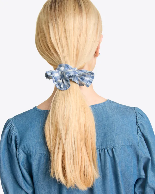 Ruffle Scrunchie in Light Blue Gingham sold by Draper James