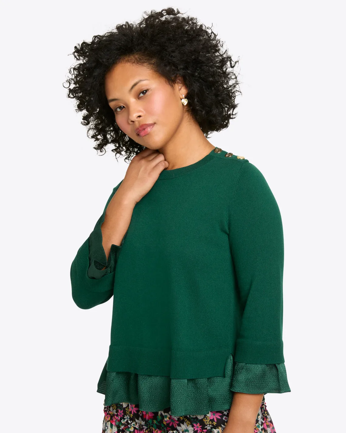 Mixed Media Sweater in Evergreen sold by Draper James