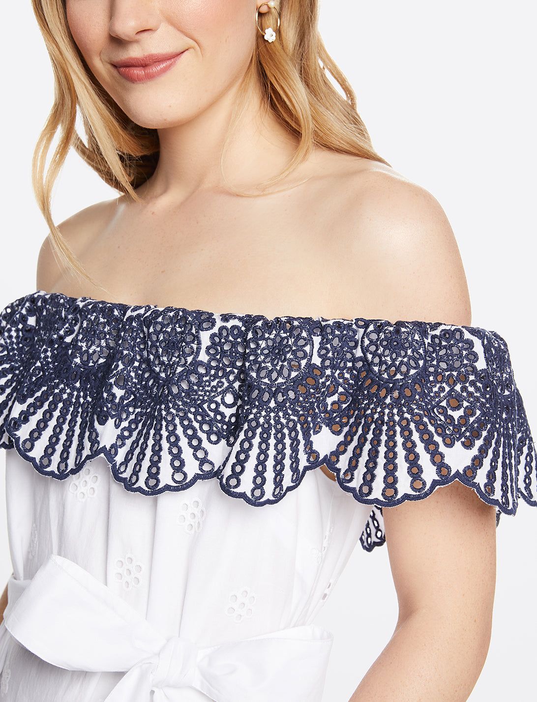 Off the Shoulder Flounce Midi Dress sold by Draper James product image thumbnail 3