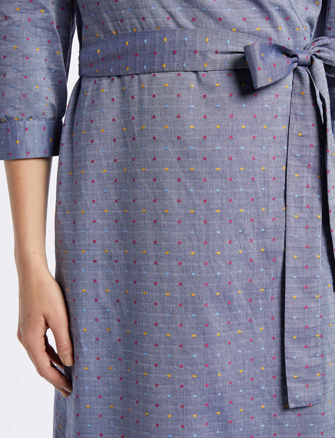 Embroidered Dot Chambray Wrap Dress sold by Draper James product image thumbnail 5