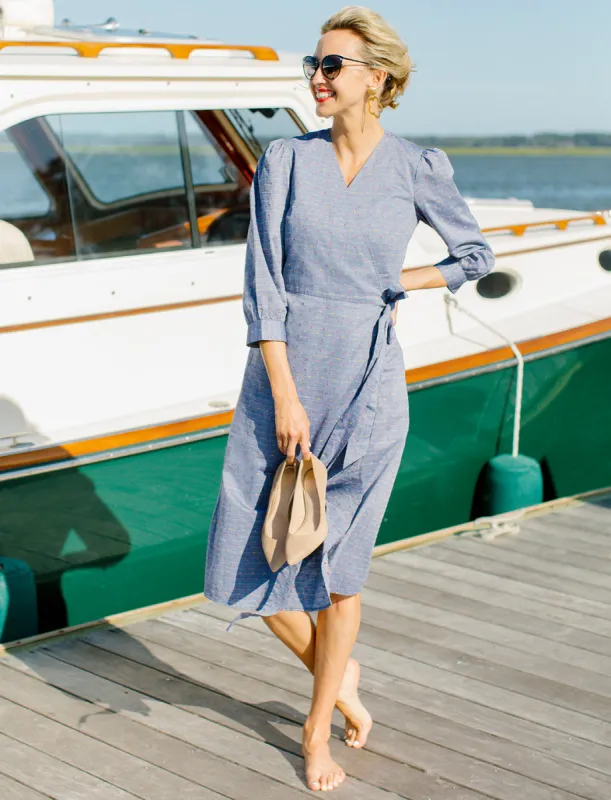 Embroidered Dot Chambray Wrap Dress sold by Draper James