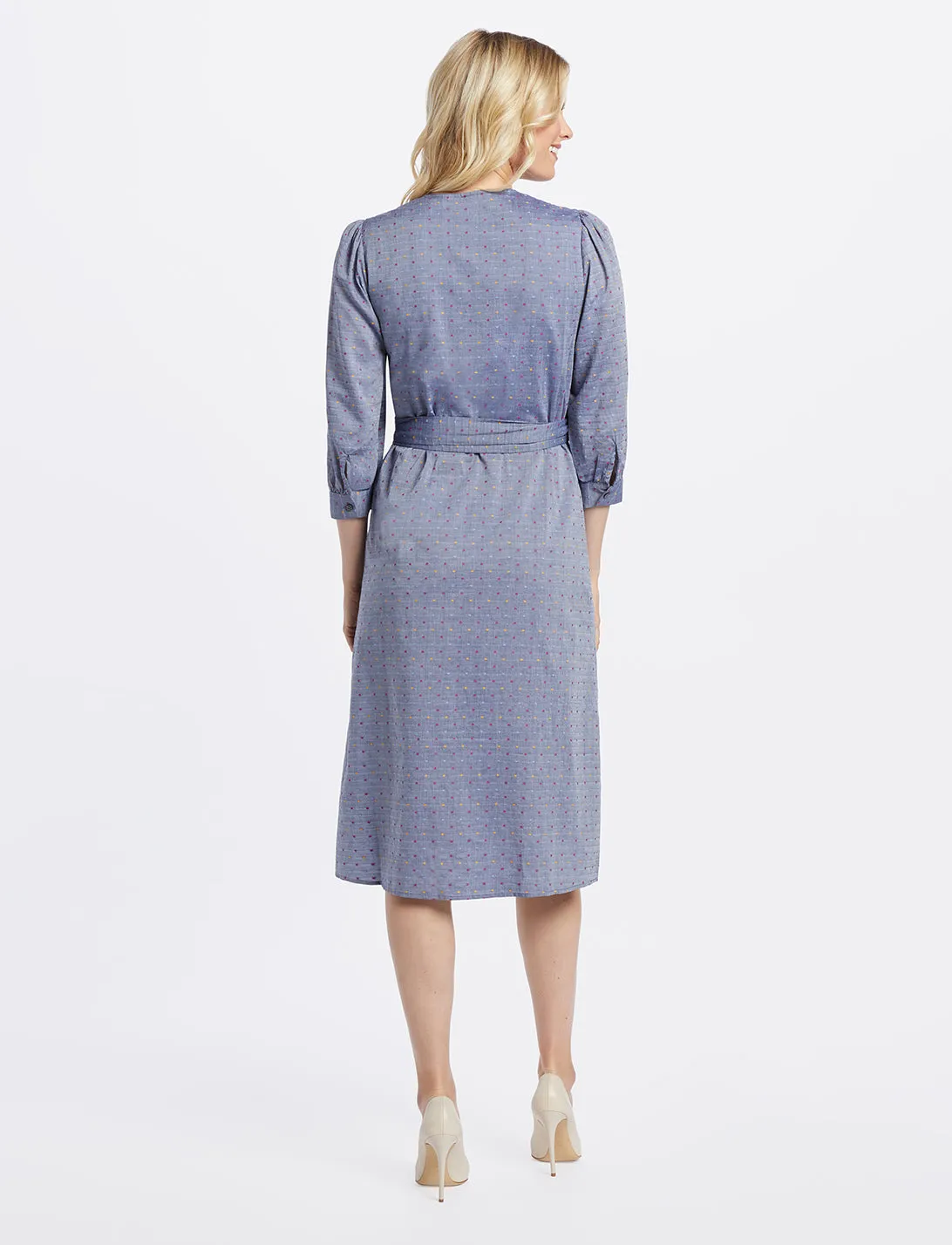 Embroidered Dot Chambray Wrap Dress sold by Draper James product image thumbnail 4