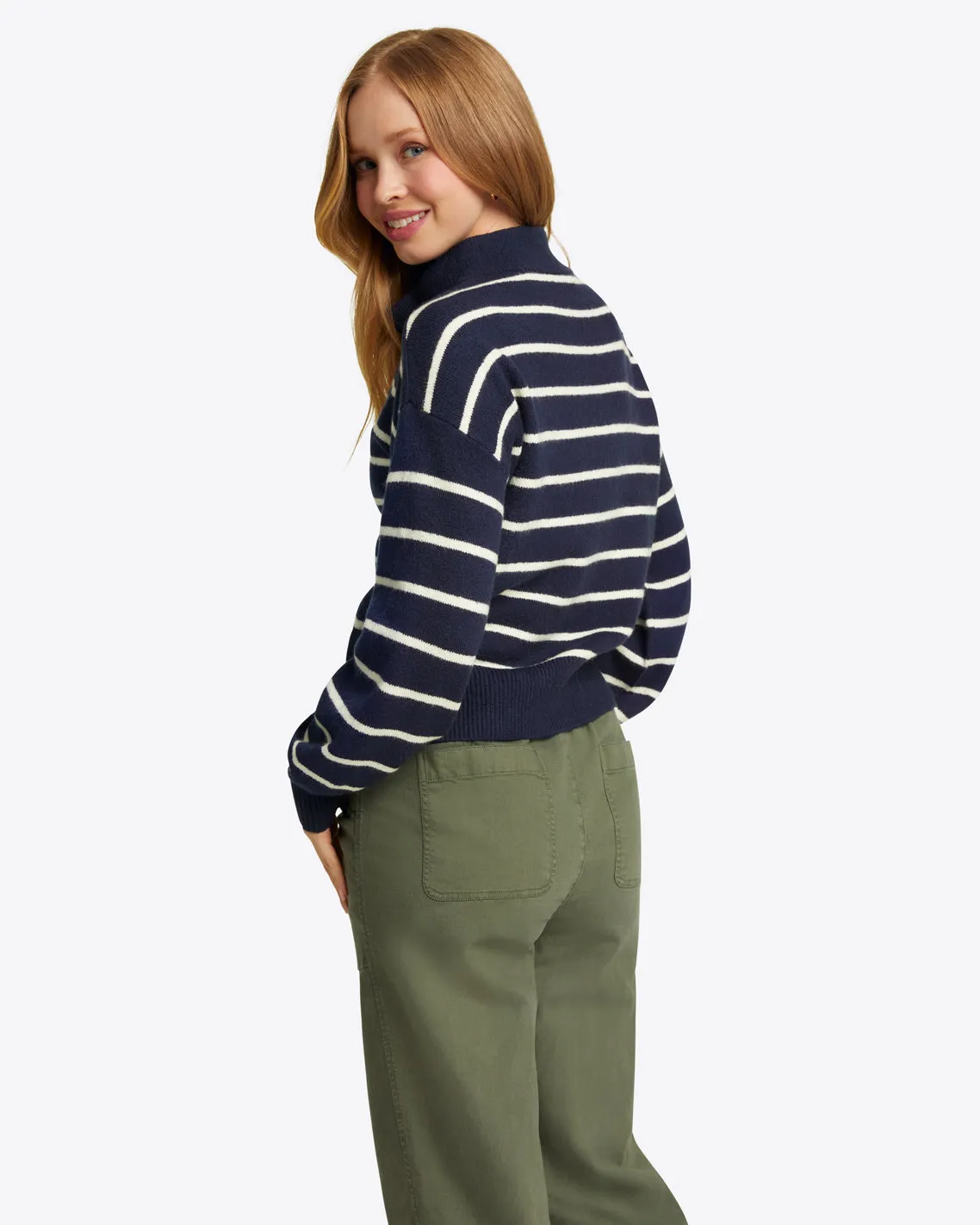 Quarter Zip Sweater in Mariner Stripe sold by Draper James product image thumbnail 3