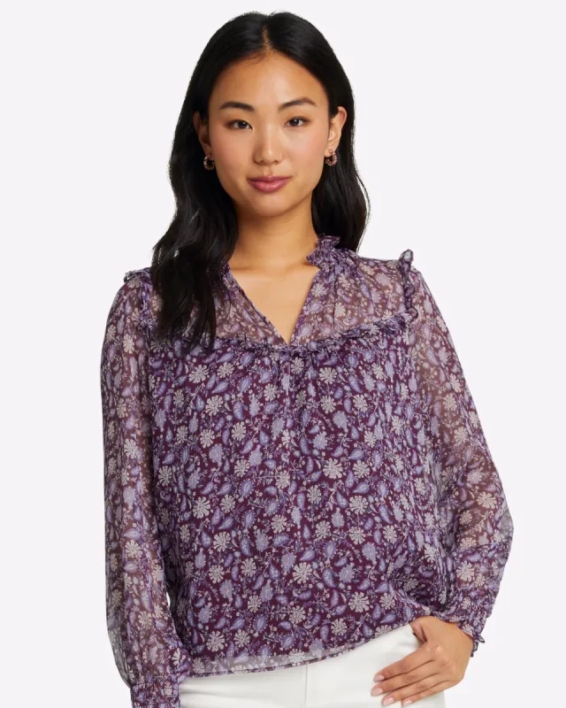 Gretchen Top in Violet Paisley sold by Draper James