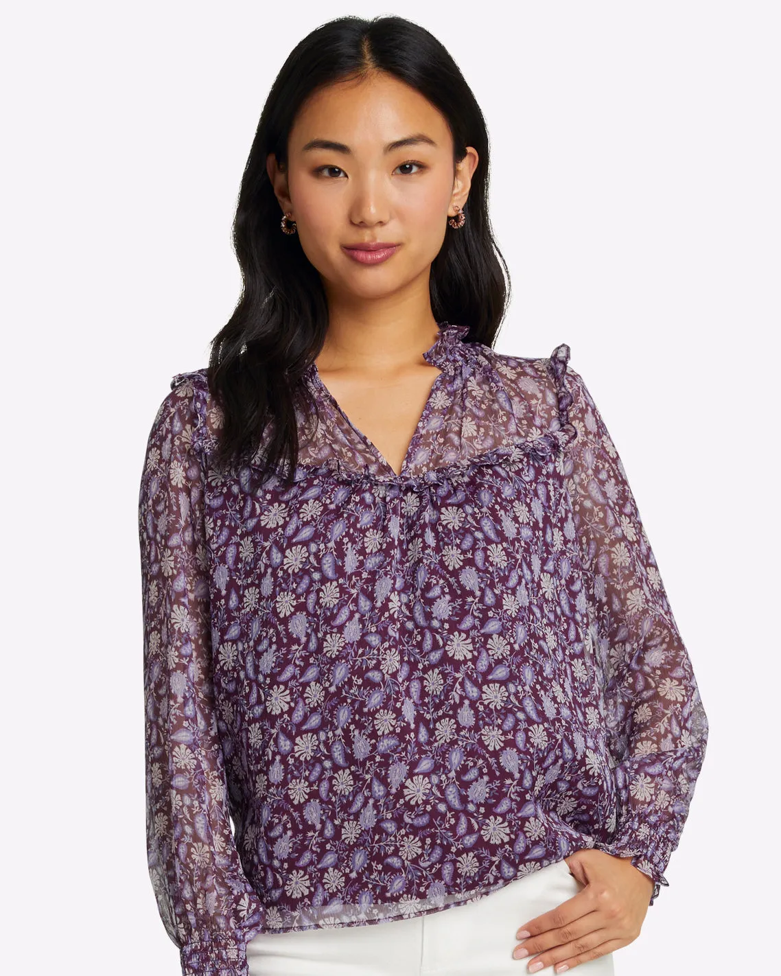 Gretchen Top in Violet Paisley sold by Draper James