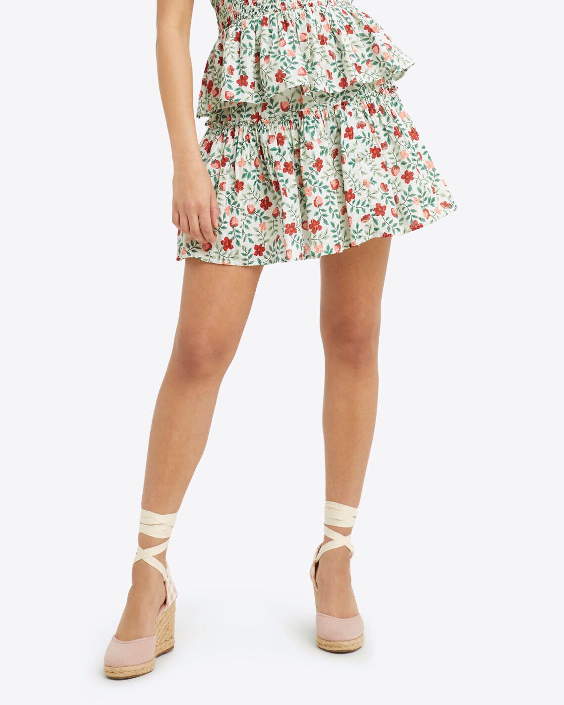 Pull on Mini Skirt in Strawberry Field sold by Draper James product image thumbnail 3