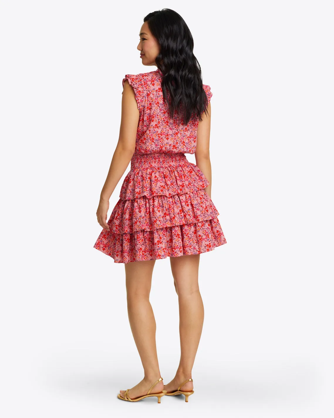 Alana Tiered Mini Dress in Pansy Floral sold by Draper James product image thumbnail 4