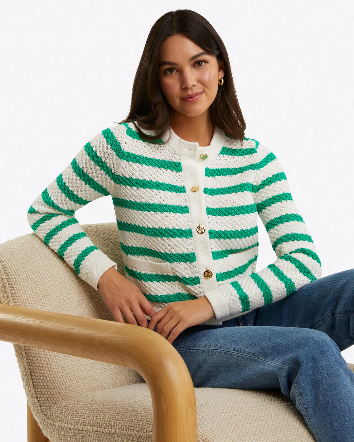 Rita Crewneck Cardigan in Cotton sold by Draper James product image thumbnail 3