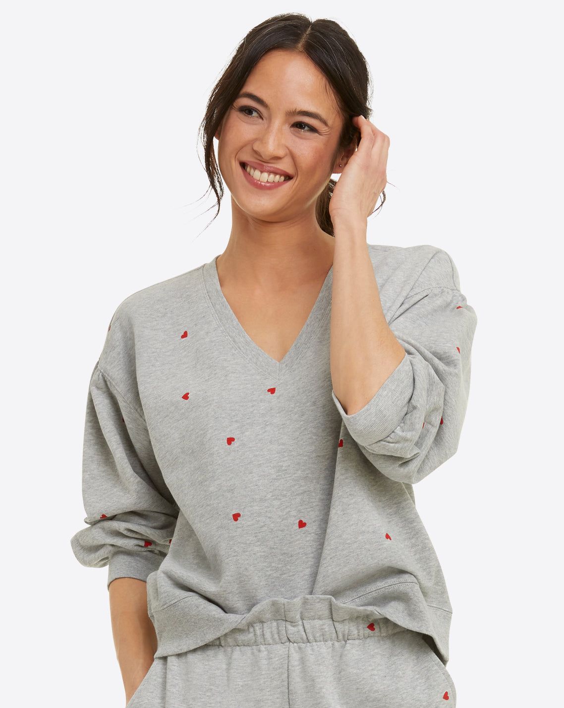 Bobbie Sweatshirt in Printed Hearts sold by Draper James